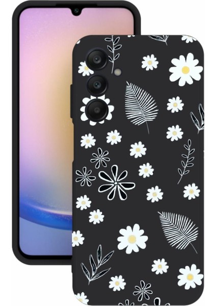 Luxury Samsung Galaxy A55 Uyumlu Kamera Korumalı ve Tasarımlı Siyah Renk Silikon Kılıf 1 Adet