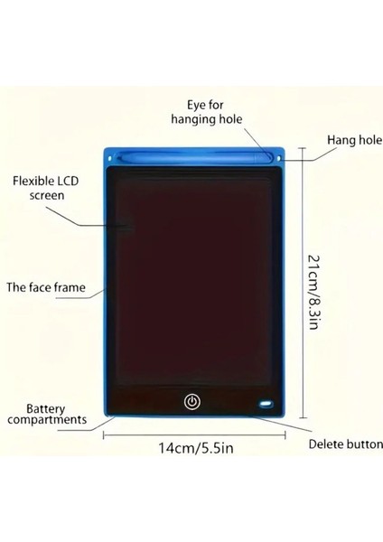 Luxury 8,5 Inç Writing LCD Grafik Dijital Kalemli Çizim Tableti Silinebilen Not Yazma Eğitim Yazı Tahtası 1 Adet