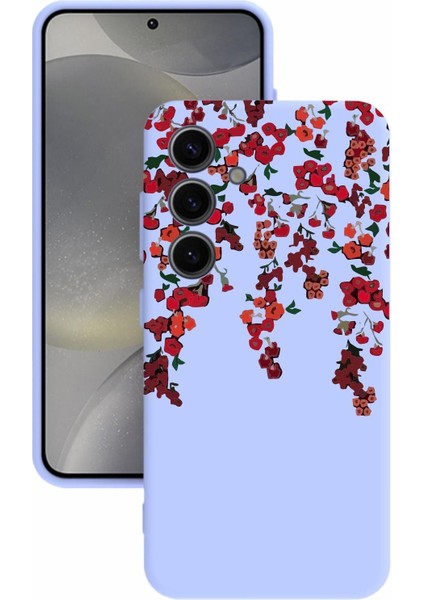 Luxury Samsung galaxy S24 Uyumlu Kamera Korumalı ve Tasarımlı Lila Renk Silikon Kılıf 1 Adet
