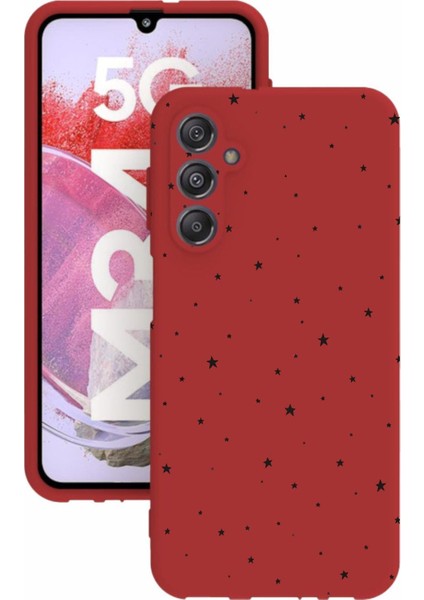 Luxury Samsung galaxy M34 Uyumlu Kamera Korumalı ve Tasarımlı Kırmızı Renk Silikon Kılıf 1 Adet