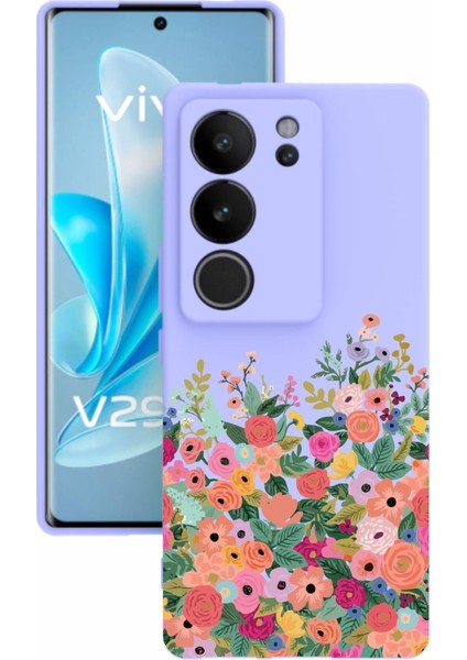 Luxury V29 Uyumlu Lila Renk Tasarımlı Silikon Kılıf 1 Adet