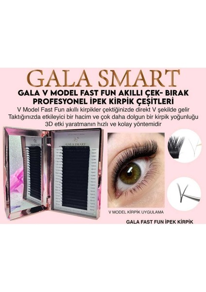 Luxury Tnl Exxtra Akıllı Ipek Kirpik Çek Bırak Fast Fun V Lash Demet 0,7 mm cc Kıvrım Mix Kutu Gala Smart 1 Adet