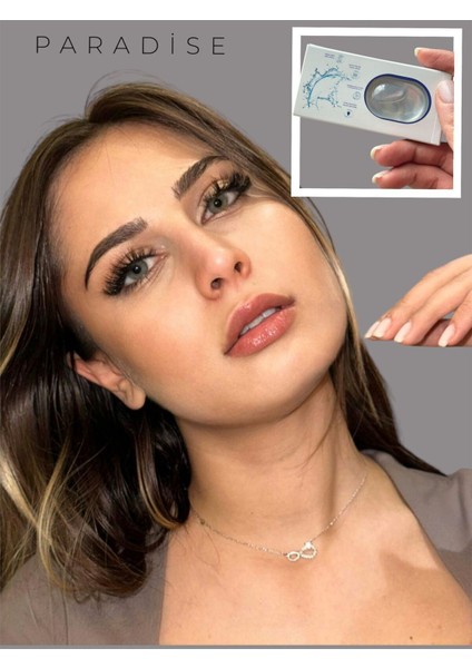 Luxury Paradise/green Hareli Renkli Yeşil Mavi Göz Kirpik Lens / Yıllık/lens Kabı ve Solüsyon Hediyeli 1 Adet