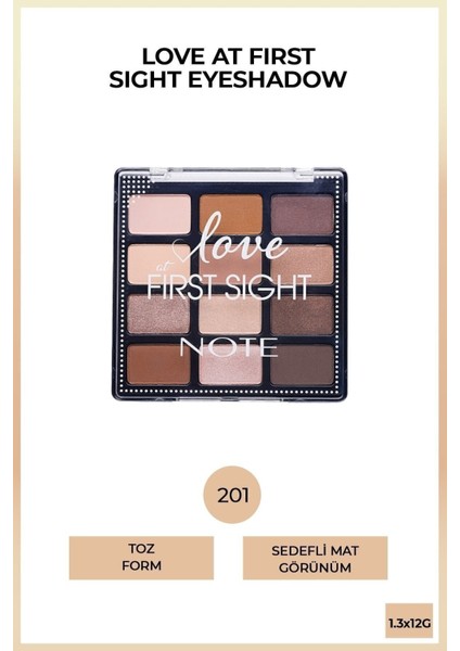 Luxury Love At First Sight Eyeshadow Mat ve Işıltılı Toz Göz Far Paleti - 201 Daily Routine 1 Adet