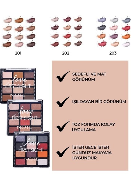 Luxury Love At First Sight Eyeshadow Mat ve Işıltılı Toz Göz Far Paleti - 201 Daily Routine 1 Adet