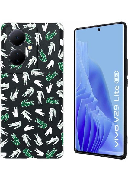 Luxury V29 Lite 5g Uyumlu Baskılı ve Kamera Korumalı Siyah Renk Silikon Kılıf 1 Adet