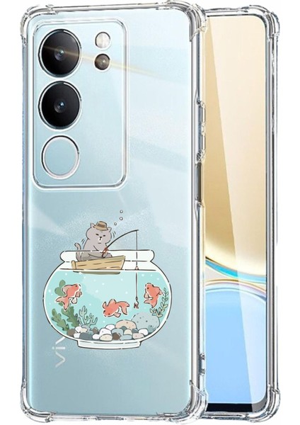 Luxury V29 Uyumlu Şeffaf Renk Tasarımlı Silikon Kılıf 1 Adet