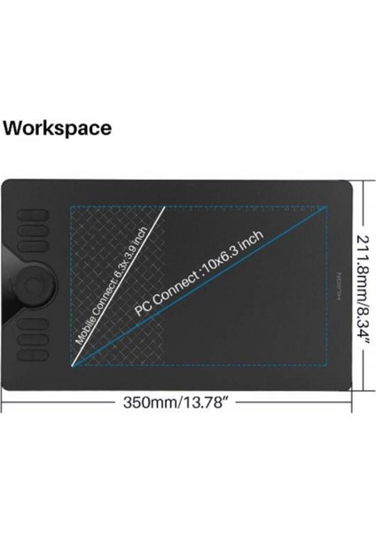 Luxury New HS610 Grafik Çizim Tableti-Tablet ve Telefon Uyumlu Büyük Boy 10X6,25'' 1 Adet