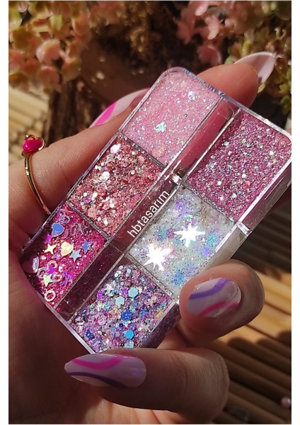 Luxury Glitter Göz Farı -Yüz ve Vücut Simi Paleti Pembe Göz Farı Parlak Glitter 1 Adet modelleri