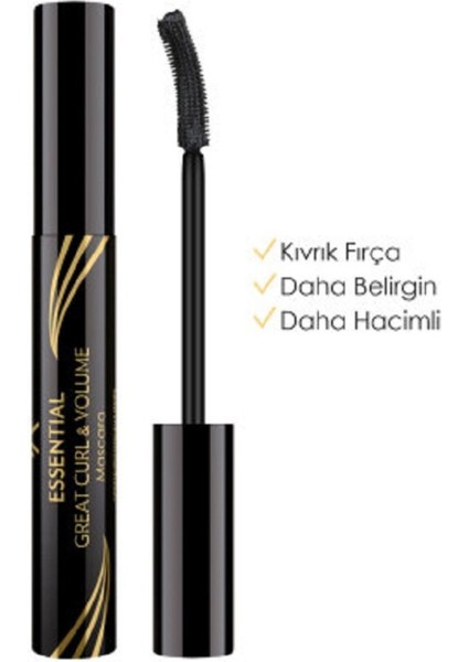 Luxury Essential Great Curl & Volume Mascara - Black - Kıvrım Veren Maskara - 8691190070618 1 Adet fırsatları