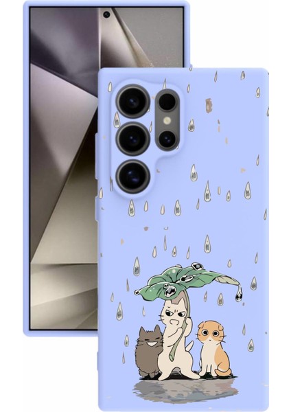 Luxury Samsung galaxy S24 Ultra Uyumlu Kamera Korumalı ve Tasarımlı Lila Renk Silikon Kılıf 1 Adet