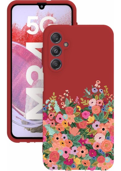 Luxury Samsung galaxy M34 Uyumlu Kamera Korumalı ve Tasarımlı Kırmızı Renk Silikon Kılıf 1 Adet