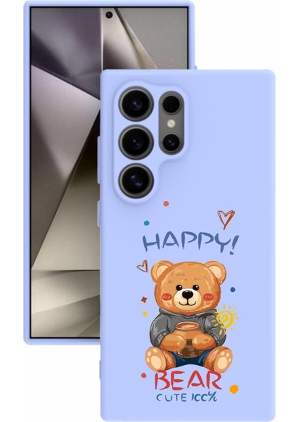 Luxury Samsung galaxy S24 Ultra Uyumlu Kamera Korumalı ve Tasarımlı Lila Renk Silikon Kılıf 1 Adet