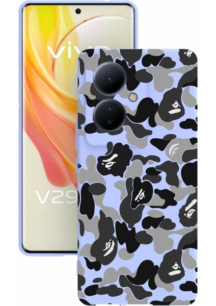Luxury V29 Lite 5g Uyumlu Baskılı ve Kamera Korumalı Lila Renk Silikon Kılıf 1 Adet