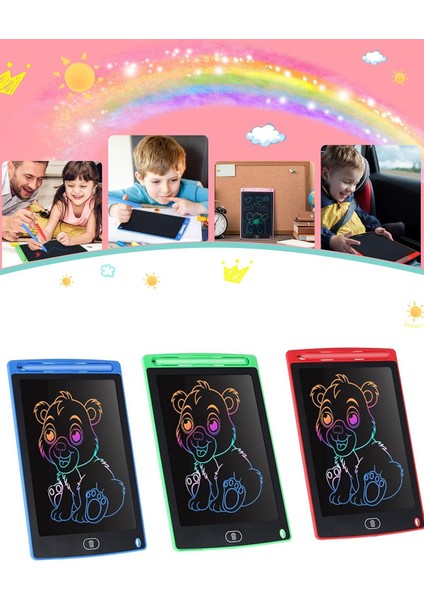 Luxury 8,5 Inç Grafik Tasarım Resim Yapma Ödev Çalışma Çizim Tableti Kalemli Silme Tuşlu LCD Ekran Neon 1 Adet