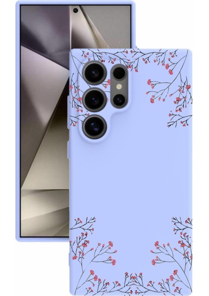 Luxury Samsung galaxy S24 Ultra Uyumlu Kamera Korumalı ve Tasarımlı Lila Renk Silikon Kılıf 1 Adet