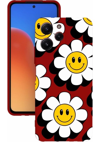 Luxury Xiaomi Redmi 12 Baskılı ve Kamera Korumalı Kırmızı Renk Silikon Kılıf 1 Adet