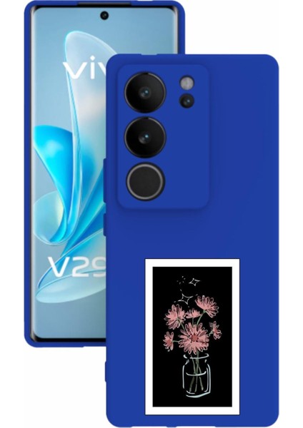 Luxury V29 Uyumlu Baskılı ve Kamera Korumalı Mavi Renk Silikon Kılıf 1 Adet