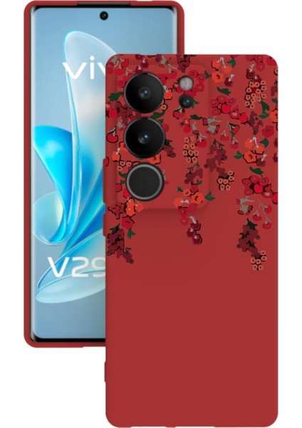 Luxury V29 Uyumlu Kırmızı Renk Tasarımlı Silikon Kılıf 1 Adet