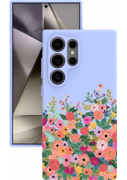 Luxury Samsung galaxy S24 Ultra Uyumlu Kamera Korumalı ve Tasarımlı Lila Renk Silikon Kılıf 1 Adet