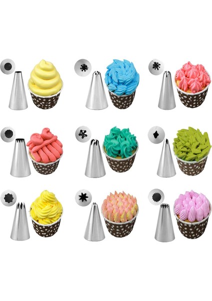 Luxury Krema Sıkma Torbası Seti 10 Parça Çelik Pasta Krema Torbası Kek Süsleme Kurabiye Muffin Kalıbı Tart 1 Adet modelleri