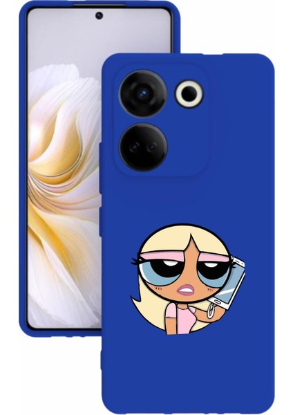 Luxury Camon 20 Pro Kamera Korumalı ve Tasarımlı Mavi Renk Silikon Kılıf 1 Adet