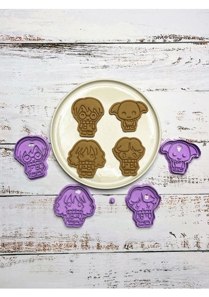 Luxury Harry Potter Kurabiye Kalıbı & Hamur Şekillendirici 4'lü Set 1 Adet