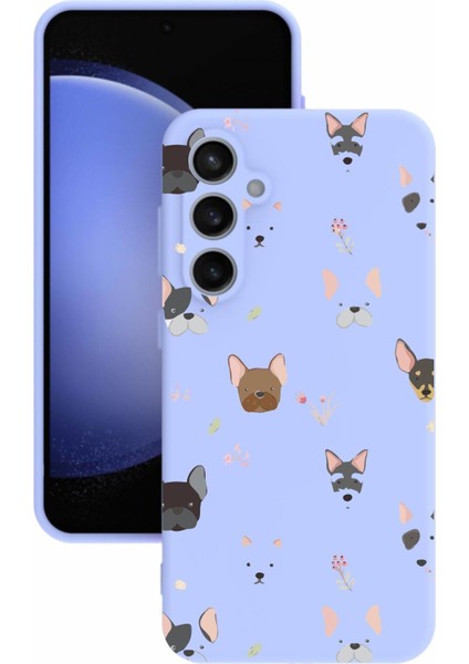 Luxury Samsung galaxy S23 Fe Uyumlu Kamera Korumalı ve Tasarımlı Lila Renk Silikon Kılıf 1 Adet