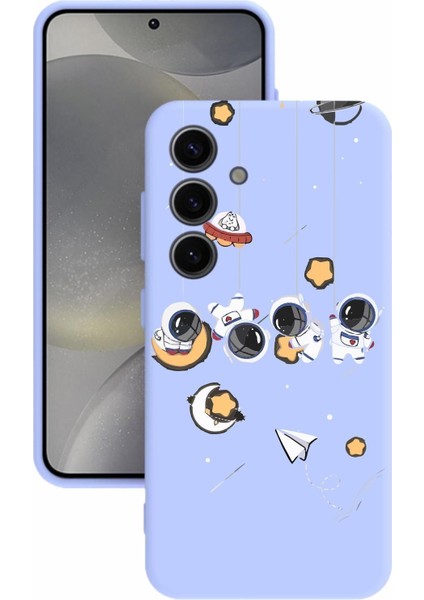 Luxury Samsung galaxy S24 Uyumlu Kamera Korumalı ve Tasarımlı Lila Renk Silikon Kılıf 1 Adet