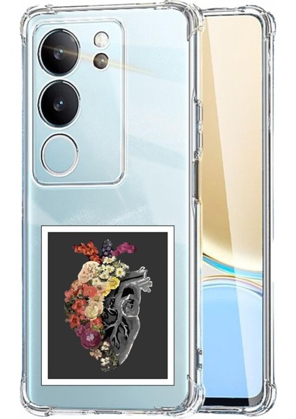 Luxury V29 Uyumlu Baskılı ve Kamera Korumalı Şeffaf Renk Silikon Kılıf 1 Adet