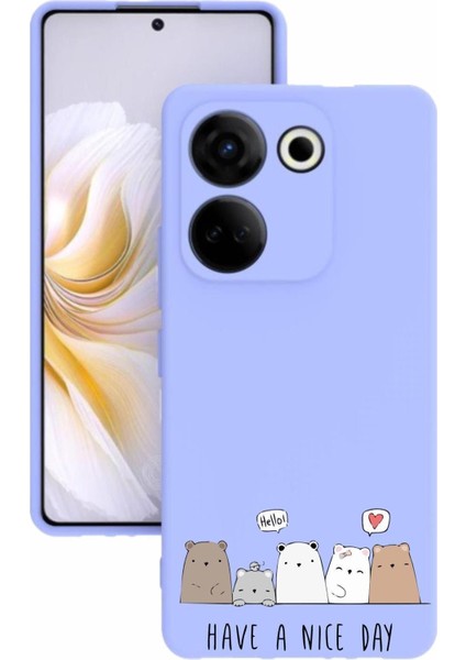 Luxury Camon 20 Pro Baskılı ve Kamera Korumalı Lila Renk Silikon Kılıf 1 Adet