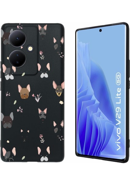 Luxury V29 Lite 5g Uyumlu Baskılı ve Kamera Korumalı Siyah Renk Silikon Kılıf 1 Adet