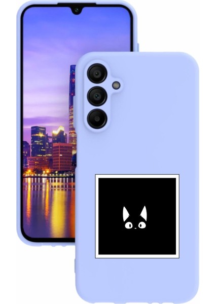 Luxury Samsung Galaxy A15 Kamera Korumalı ve Tasarımlı Lila Renk Silikon Kılıf 1 Adet