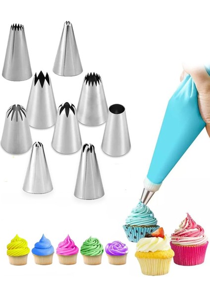 Luxury Krema Sıkma Torbası Seti 10 Parça Pasta Krema Süsleme Torbası Evde Tatlı Yapımı Pastacılık Malzemesi 1 Adet