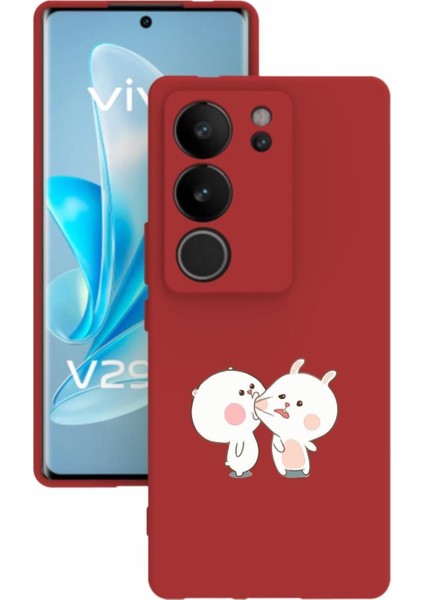 Luxury V29 Baskılı ve Kamera Korumalı Kırmızı Renk Silikon Kılıf 1 Adet