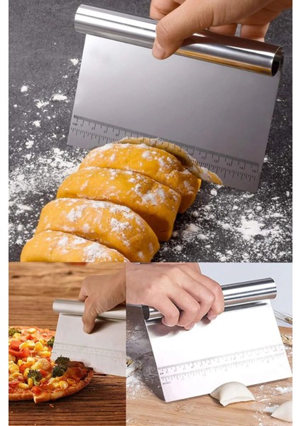 Luxury Ölçülü Paslanmaz Lüks Çelik Hamur Kesme Aparatı Çelik Kesici Kazıyıcı Pasta Kek Spatula 1 Adet