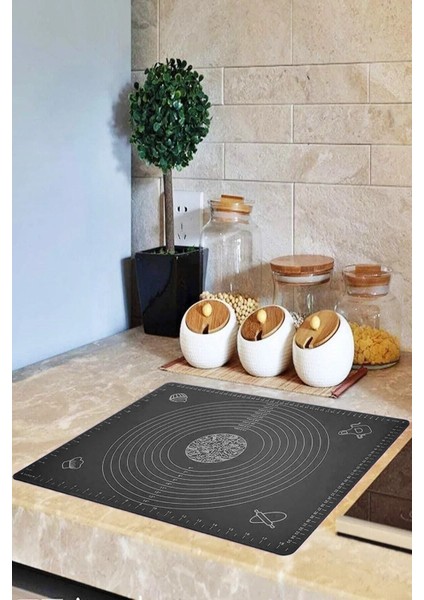 Luxury Silikon Hamur Açma Matı Ölçekli Hamur Açma Altlığı 50X40CM 1 Adet