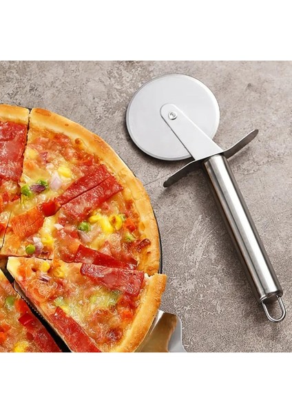 Luxury Metal Saplı Pizza Ruleti: Paslanmaz Çelik Pizza Kesme Bıçağı 1 Adet
