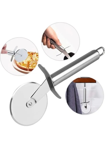 Luxury Metal Saplı Pizza Ruleti: Paslanmaz Çelik Pizza Kesme Bıçağı 1 Adet modelleri
