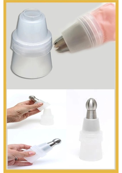 Luxury Krema Sıkma Torbası Ucu Adaptör Large (En Büyük Boy) 1 Adet + 2 Adet Şanti Torbası 1 Adet
