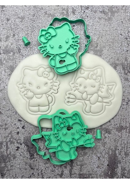Luxury Kötü & Şeytan Hello Kitty Kurabiye Kalıbı & Hamur Şekillendirici 2'li Set 1 Adet
