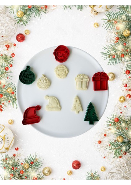Luxury Yılbaşı Christmas Kurabiye Kalıbı Seti, 5 Adet-Set2 Hamur Şekillendirici Yılbaşı Temalı Kalıp 1 Adet