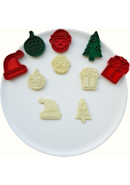 Luxury Yılbaşı Christmas Kurabiye Kalıbı Seti, 5 Adet-Set2 Hamur Şekillendirici Yılbaşı Temalı Kalıp 1 Adet