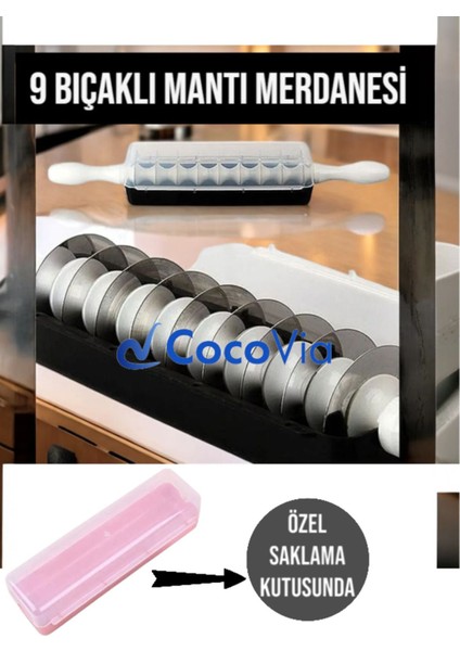 Luxury 9 Bıçaklı Merdane Mantı Kesme Aparatı - Pratik Hamur Şekillendirici - Özel Kutusunda Mantımatik 1 Adet