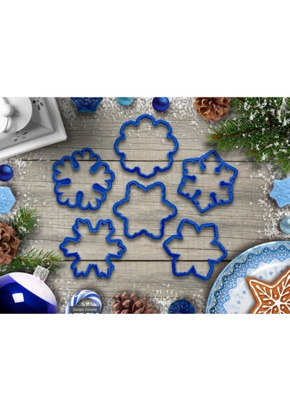 Luxury 6'lı Yılbaşı Kar Tanesi Christmas Kurabiye Kalıbı 1 Adet