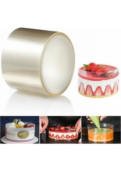 Luxury Şeffaf Desensiz Pasta Yan Dekor Film Jelatin-Krema Tutucu (5CM-25MT) 1 Adet