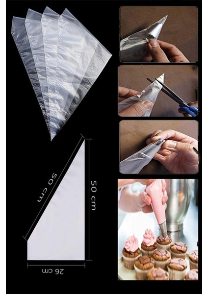 Luxury Paslanmaz Çelik Krema Sıkma Torbası Ucu ( Russian Ball Piping Tips) 1 Adet + 4 Adet Sıkma Torbası 1 Adet
