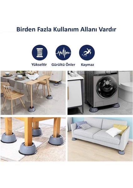 Luxury 4 Adet Çamaşır Makinesi Altlığı Titreşim Sarsıntı Önleyici Kaydırmaz Stoper Sağlam Ayak 1 Adet