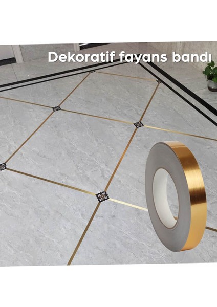 Luxury 50 Metre Dekoratif Banyo Mutfak Fayans Arası Derz Şerit Bant Gold Renk 0,5 cm 1 Adet