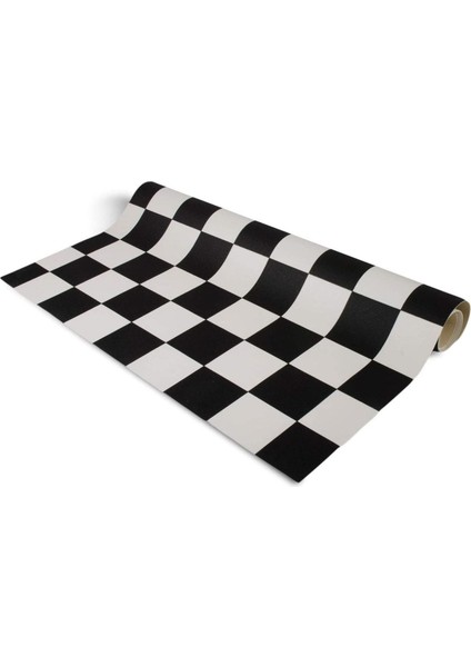 Luxury Pvc Mineflo Zemin Kaplaması Damalı | Siyah Beyaz Kareli En: 1 Metre 1 Adet